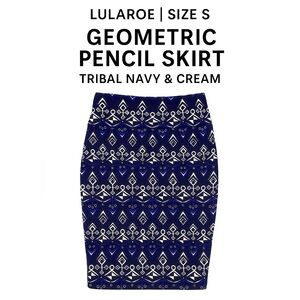 LuLaRoe Pencil Skirt S Geometric Tribal Navy